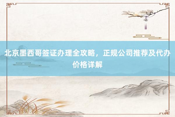 北京墨西哥签证办理全攻略，正规公司推荐及代办价格详解