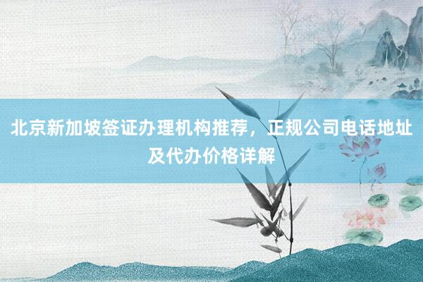 北京新加坡签证办理机构推荐，正规公司电话地址及代办价格详解