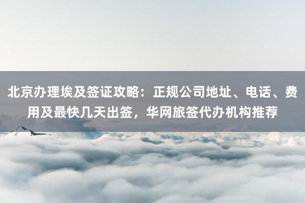 北京办理埃及签证攻略：正规公司地址、电话、费用及最快几天出签，华网旅签代办机构推荐